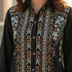 Designer Black Co-ord with Floral & Geometric Embroidery