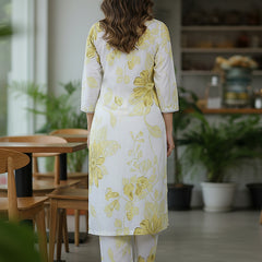 Yellow White Printed Co-Ord Set