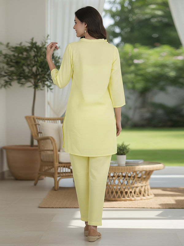 Cotton Linen Lemon Yellow co-ord Set