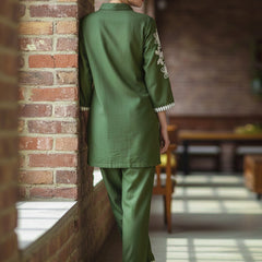 Green Floral Embroidered Cotton Co-ord Set