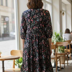 Mystic Black Printed Cotton Dress