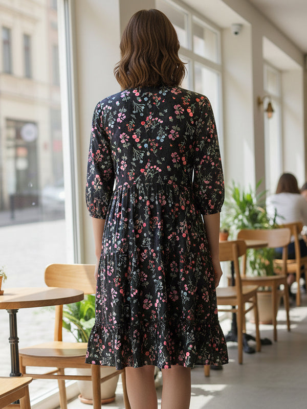 Mystic Black Printed Cotton Dress