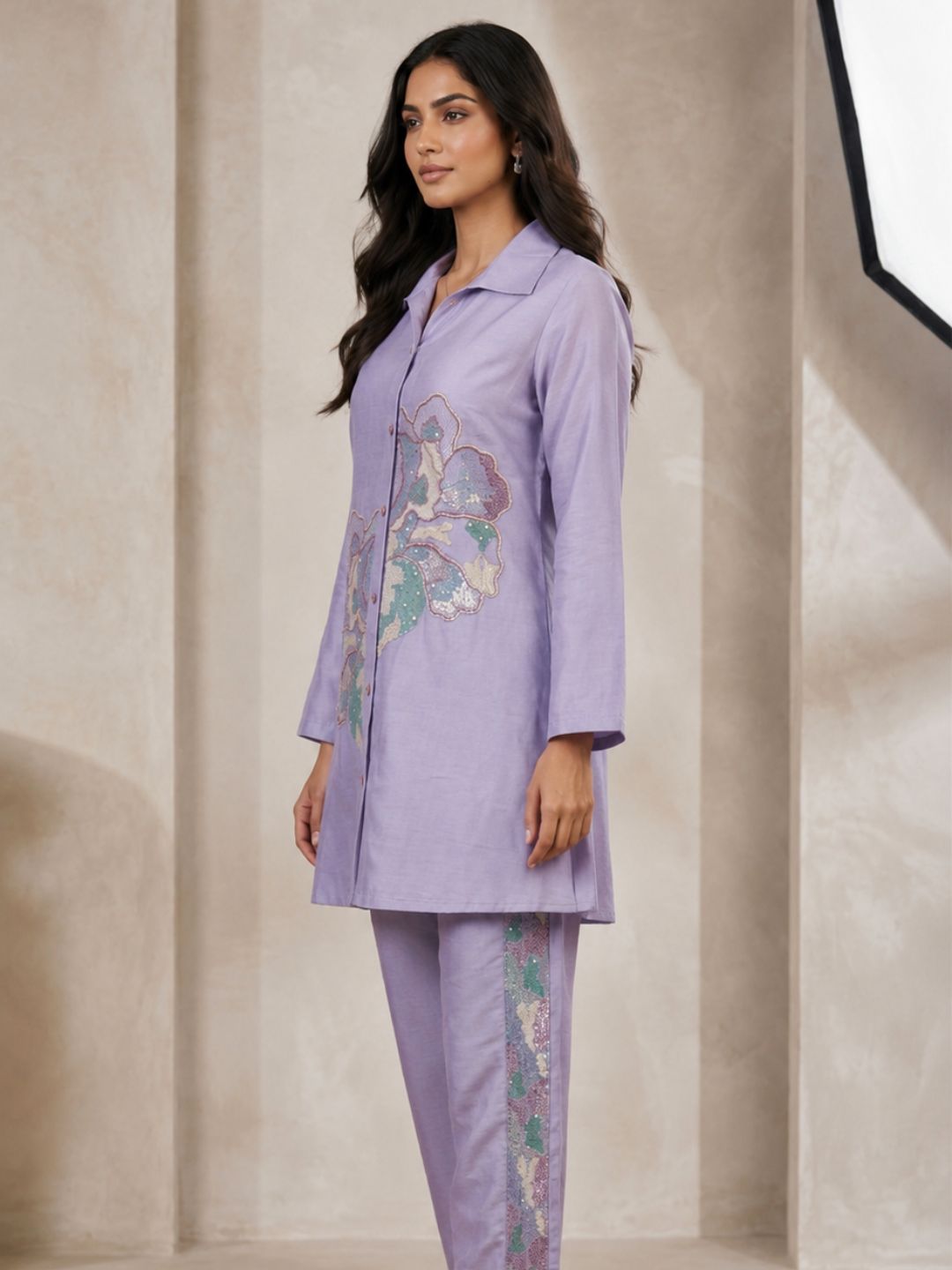 Lavender Bloom Embellished Co-Ord Set
