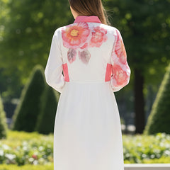 Floral Cotton Cambric Mini Dress with Collar Neck