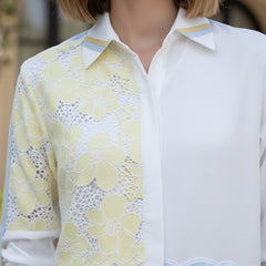 Women’s Off White Embroidered Crop Top Co-ord Set