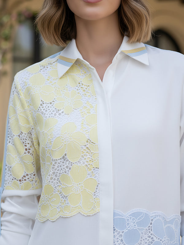 Women’s Off White Embroidered Crop Top Co-ord Set