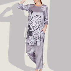 Printed Satin Grey Co-ord Set