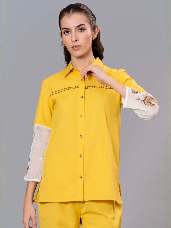 Sunshine Bloom Embroidered Cotton Co-Ord Set