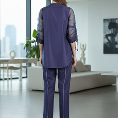 Designer Navy Blue Embroidered Co-Ord Set