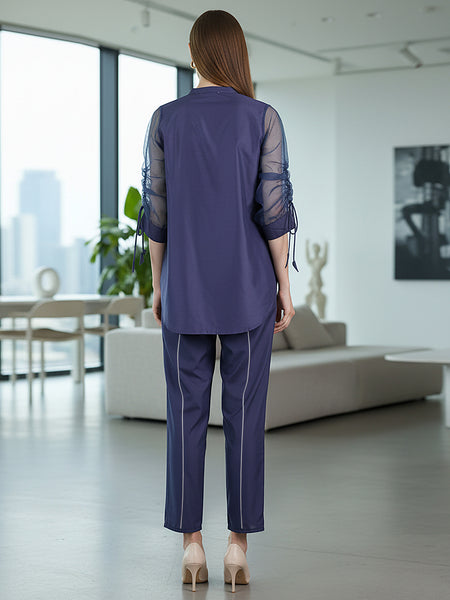 Designer Navy Blue Embroidered Co-Ord Set