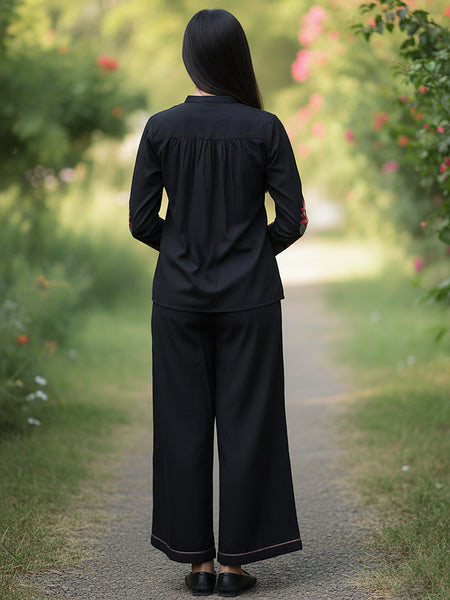 Black Embroidered Co-ord Set