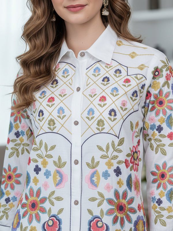 Tropical Bloom Embroidered Co-ord Set