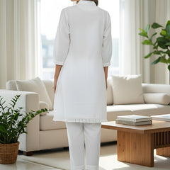 White Multicolor Embroidered Cotton Co-ord Set