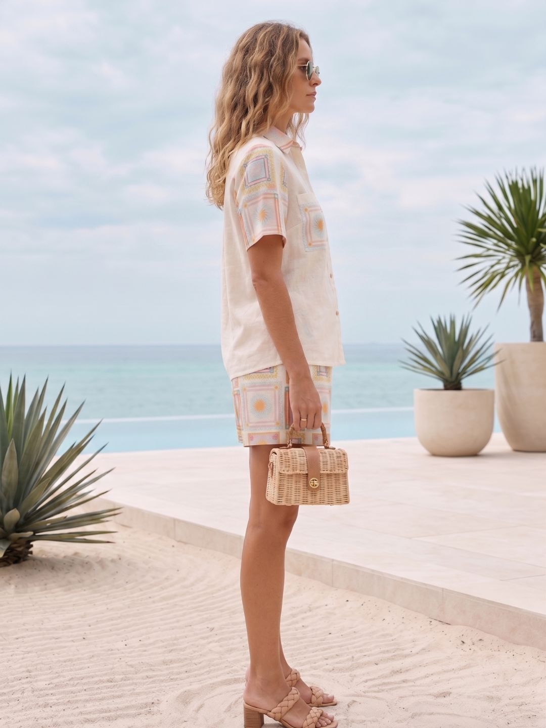Women Geometric Printed Shirt & Shorts Co-Ord Set