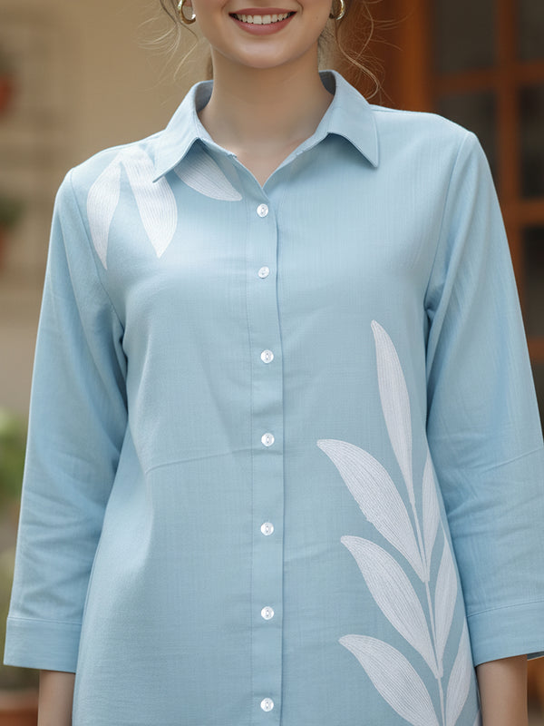 Easy Breezy Blue Linen Cotton Co-ord Set