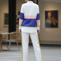 Women’s White & Blue Imported Tencel Co-ord Set