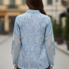 Sky Mist Paisley Printed Blue Cotton Shirt