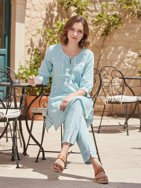 Cool Blue Cotton Co-ord Set