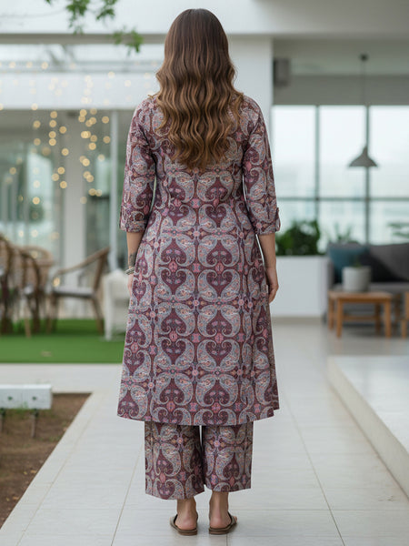 A-Line Shirt Pattern Cotton Co-ord Set