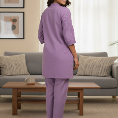 Purple Love Embroidered Co -ord Set