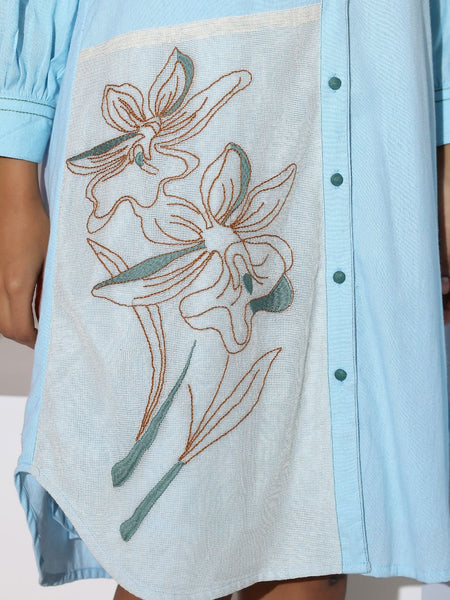 Powder Blue Mini Shirt Dress