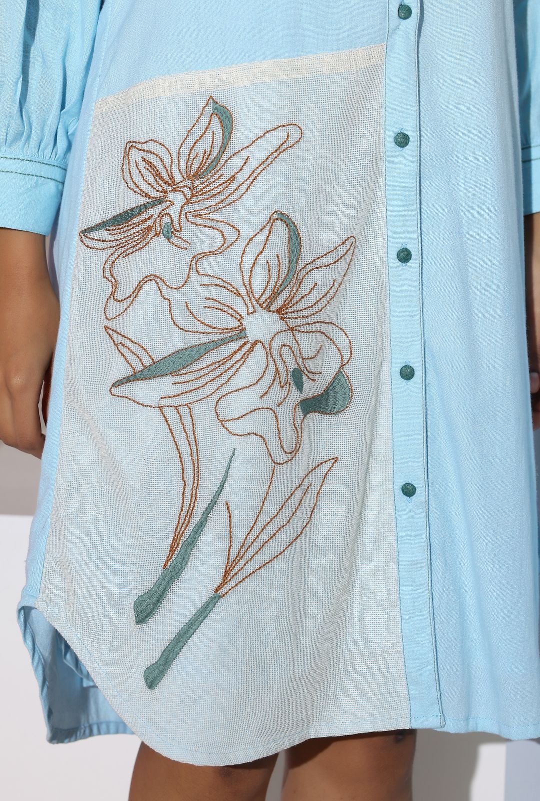 Powder Blue Mini Shirt Dress