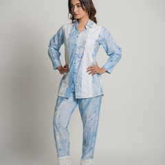 Sky Blue Cotton Tye and Dye Co-Ord Set