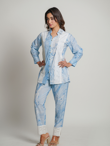 Sky Blue Cotton Tye and Dye Co-Ord Set