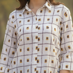 Rosy brown printed cotton shirt