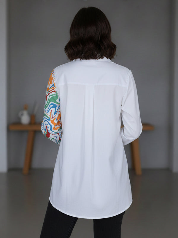 White Cotton Top With Colorful Design