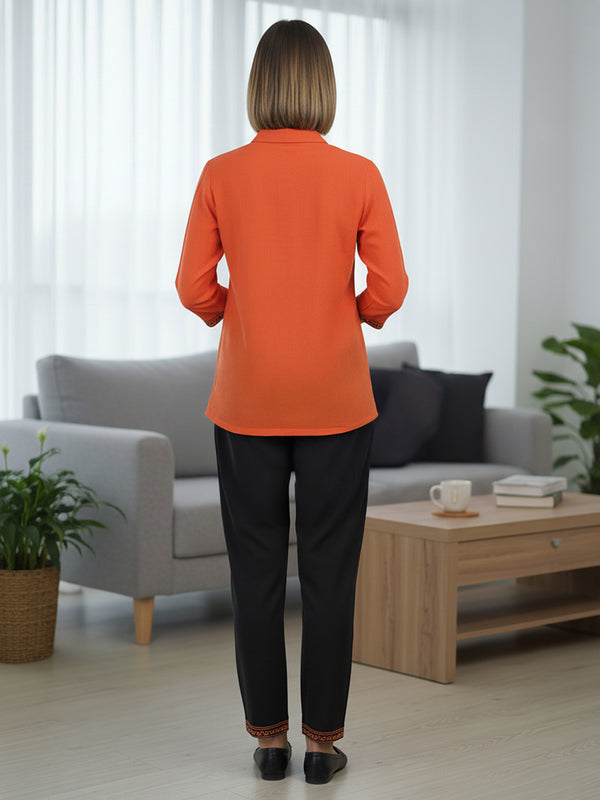 Elegant Orange Embroidered Co-Ord Set for Contemporary Festive Look