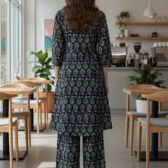 Cotton Trendy Navy Blue Co-ord Set