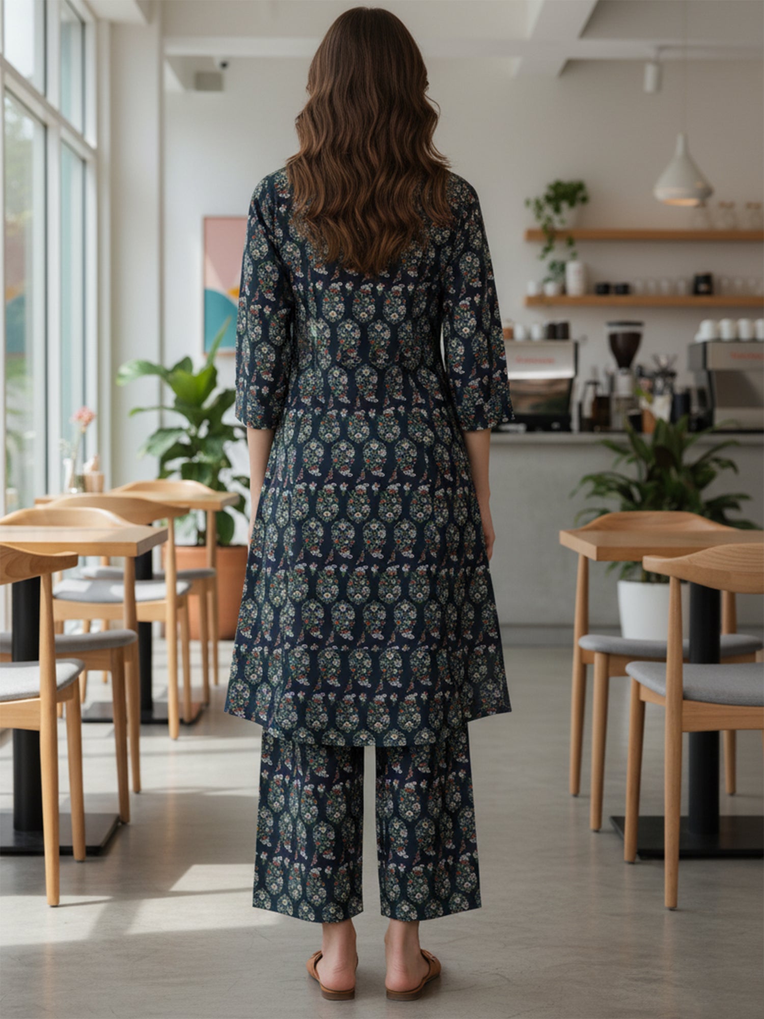 Cotton Trendy Navy Blue Co-ord Set
