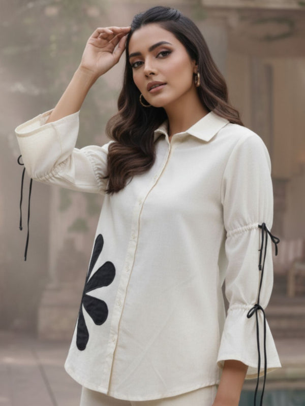 Off-White Elegance Embroidered Cotton Shirt