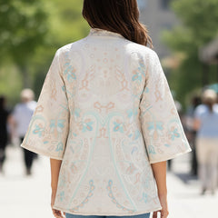 Cream Embroidered Cotton Flex Jacket