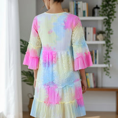 Multicolor Tie And Dye Mini Dress