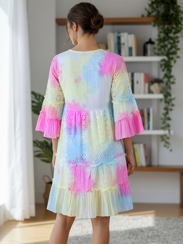 Multicolor Tie And Dye Mini Dress