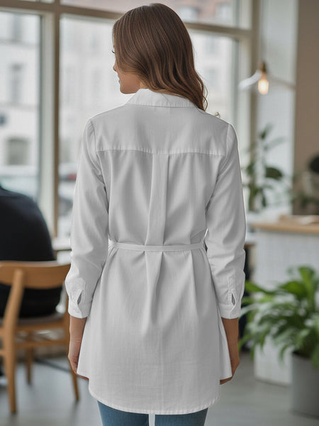 White Cotton Embroidered Shirt