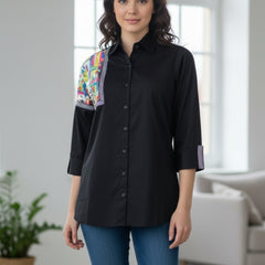 Black Hand-Painted Cotton Shirt