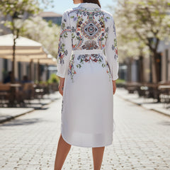 Lily White Embroidered Mini Shirt Dress