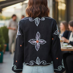Elegant Floral Thread Embroidered Jacket for Women