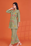 Designer Green Roman Silk Co-Ord Set