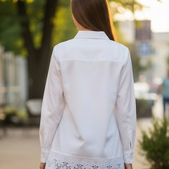 Women’s Cotton Embroidered Shirt with Collar Neck and Full Sleeves