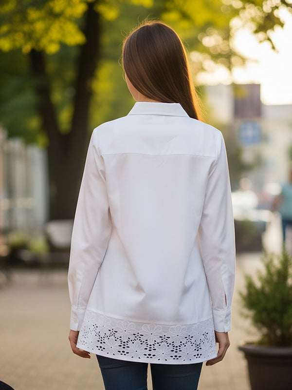 Women’s Cotton Embroidered Shirt with Collar Neck and Full Sleeves
