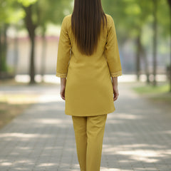 Golden Lace Mustard Cotton Co-ord Set
