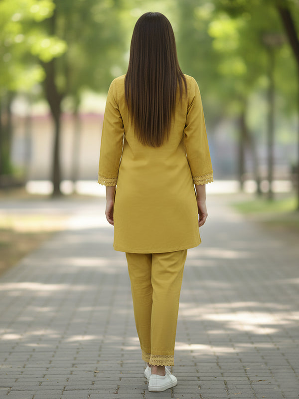 Golden Lace Mustard Cotton Co-ord Set
