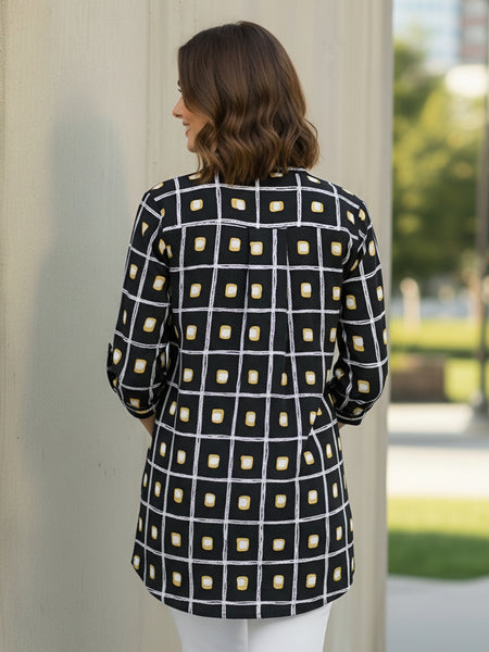 Black Check printed cotton shirt