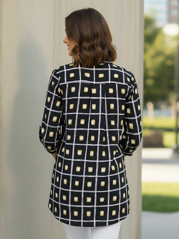 Black Check printed cotton shirt