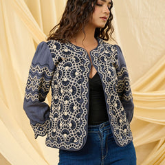 Classic Grey Embroidered Summer Jacket