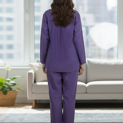 Purple Embroidery Work Co-Ord Set